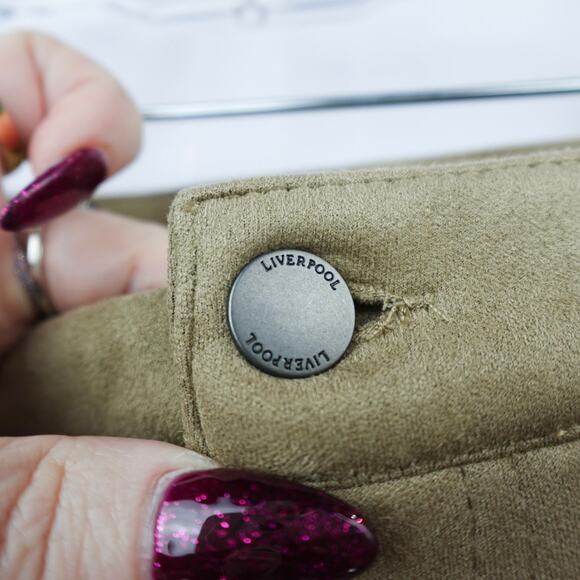 Liverpool Faux Suede Pants Sz 12‎ Moccasin Camel Tan Skinny Leg High Rise - Picture 4 of 14